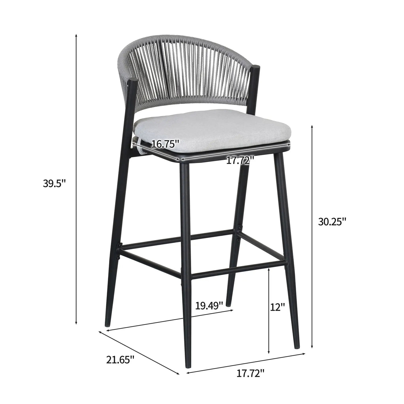 Outdoor Bar Height Metal Frame Counter Stools with Scallop-Shaped Backrest & Water-Resistant Cushions by HouseOfZazla