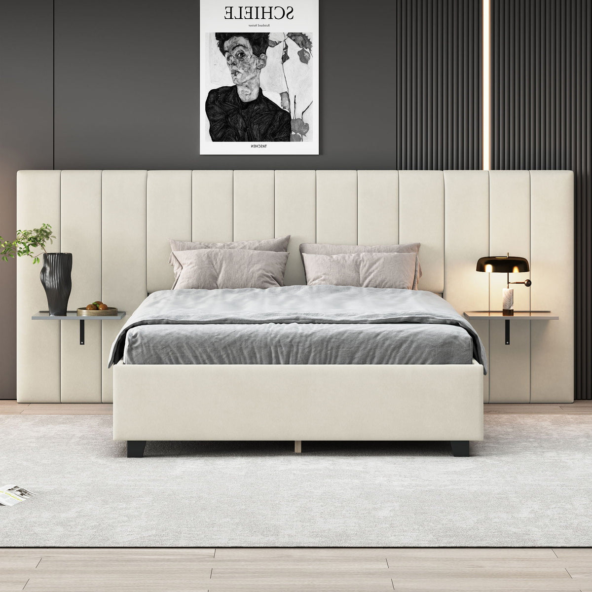 Upholstered Platform Bed With Big Headboard, photo 5 of 14