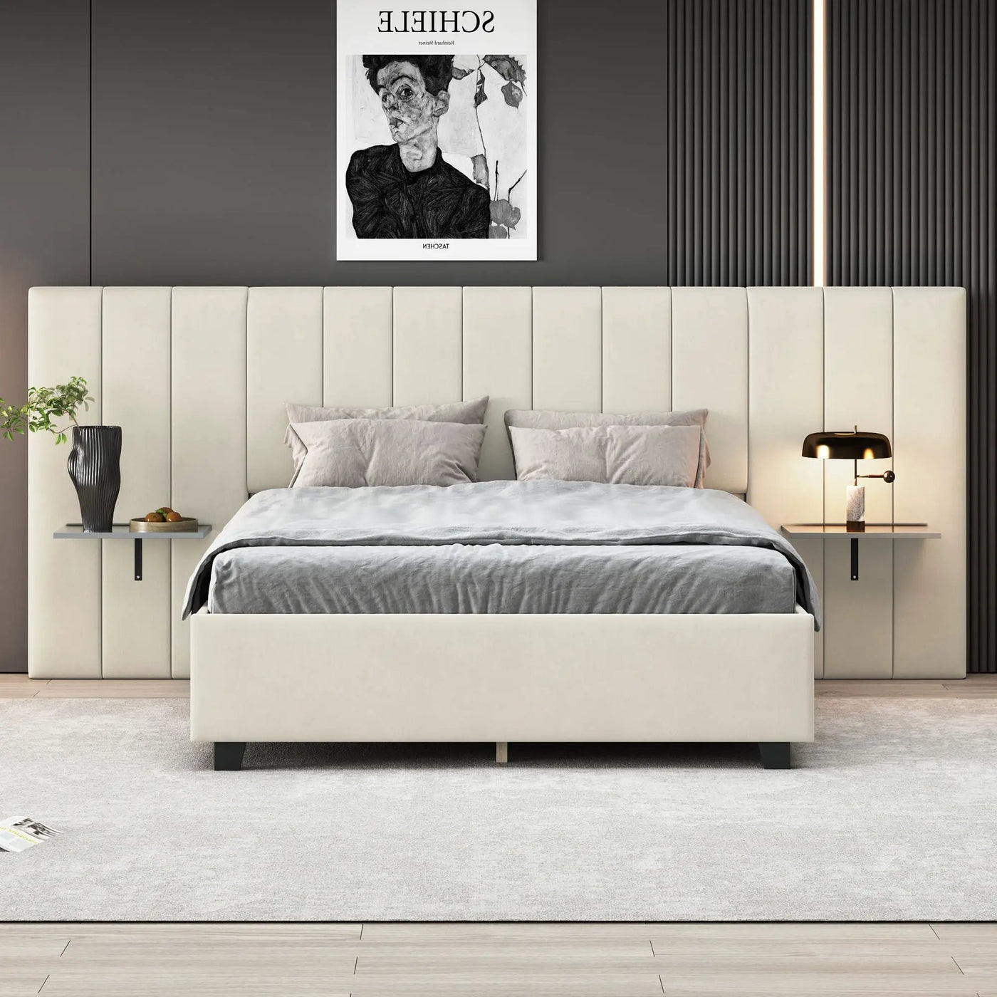 Upholstered Platform Bed With Big Headboard by HouseOfZazla