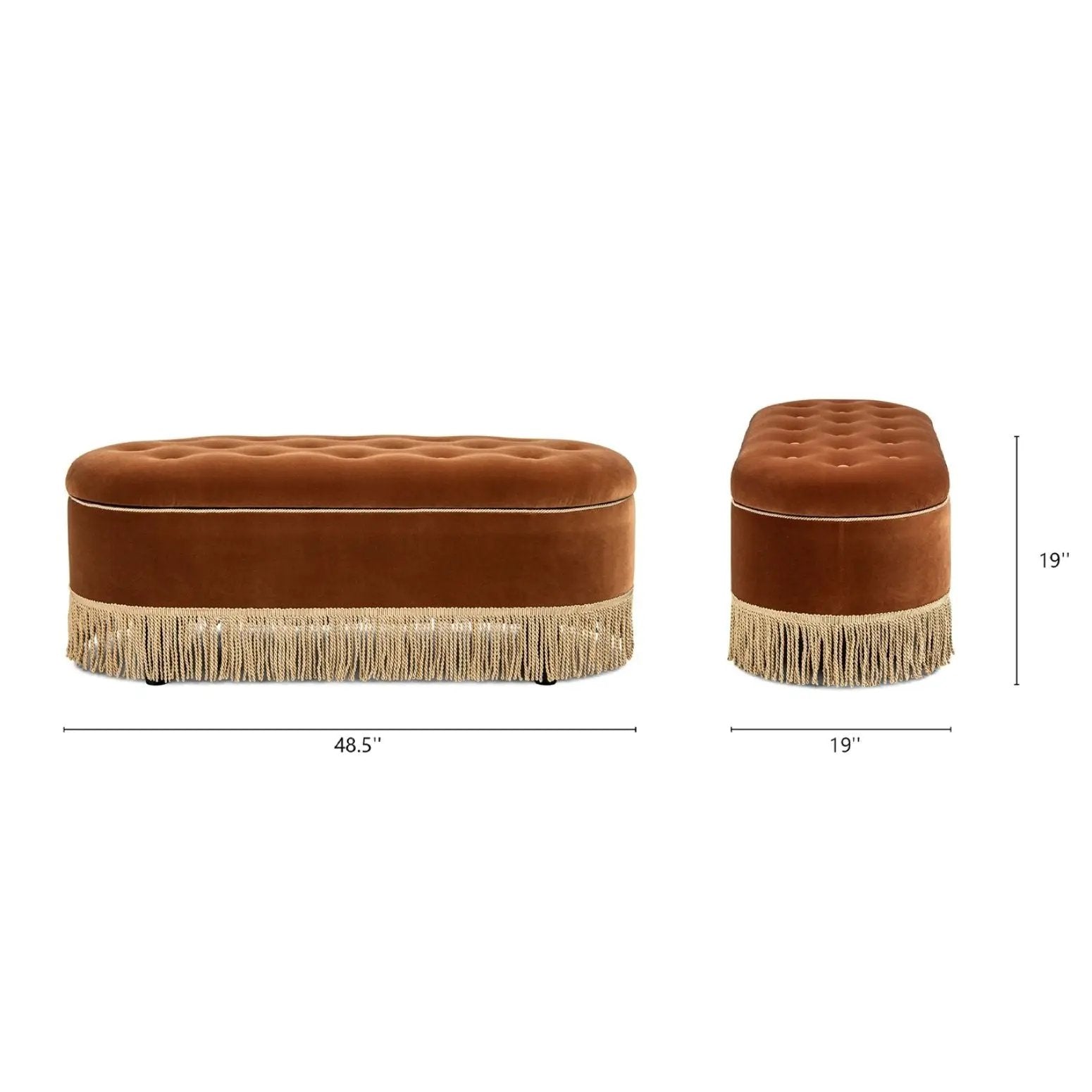 Melinda - Oval Tufted Bullion Fringe Storage Bench by Unique Piece Furniture