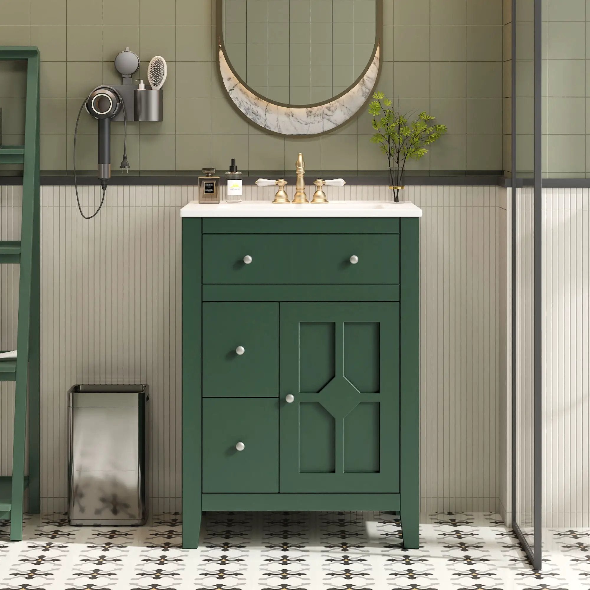 Bathroom Vanity With Basin, Rectangular Cabinet With 2 Drawers And Soft Closing Door by Unique Piece Furniture