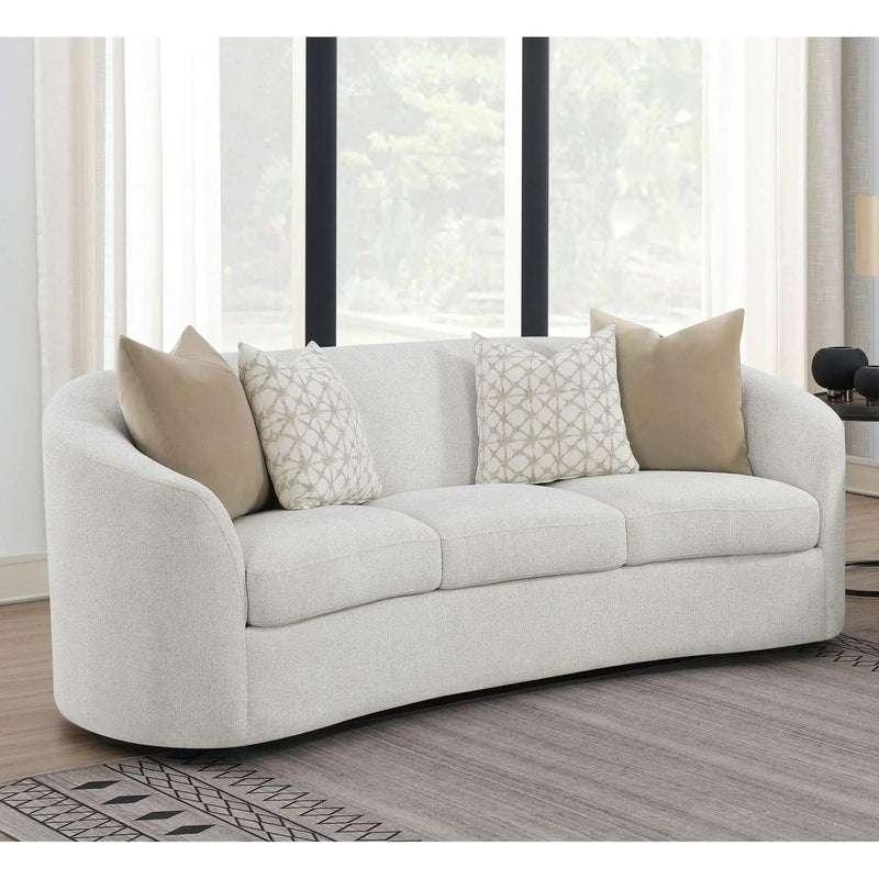 Rory - Sloped Arms Sofa With Pillows - Ivory by HouseOfZazla