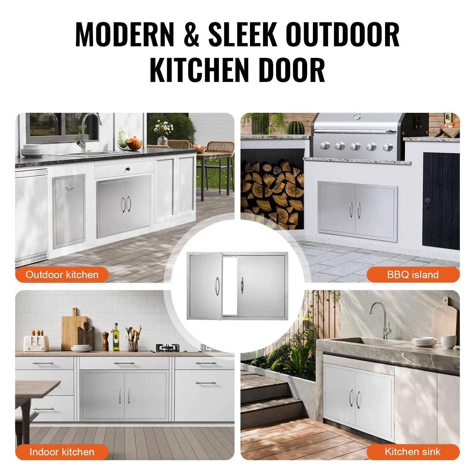 BBQ Access Door, 36W x 21H Inch Stainless Steel Outdoor Kitchen Door by HouseOfZazla
