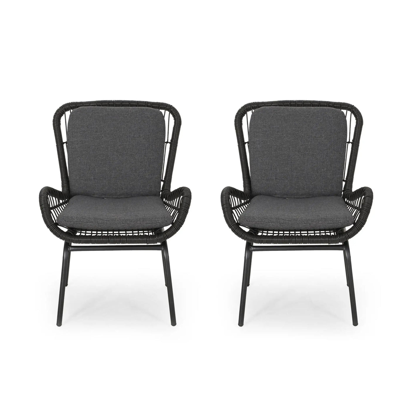 Outdoor Wicker Club Chair With Cushions (Set of 2) by HouseOfZazla