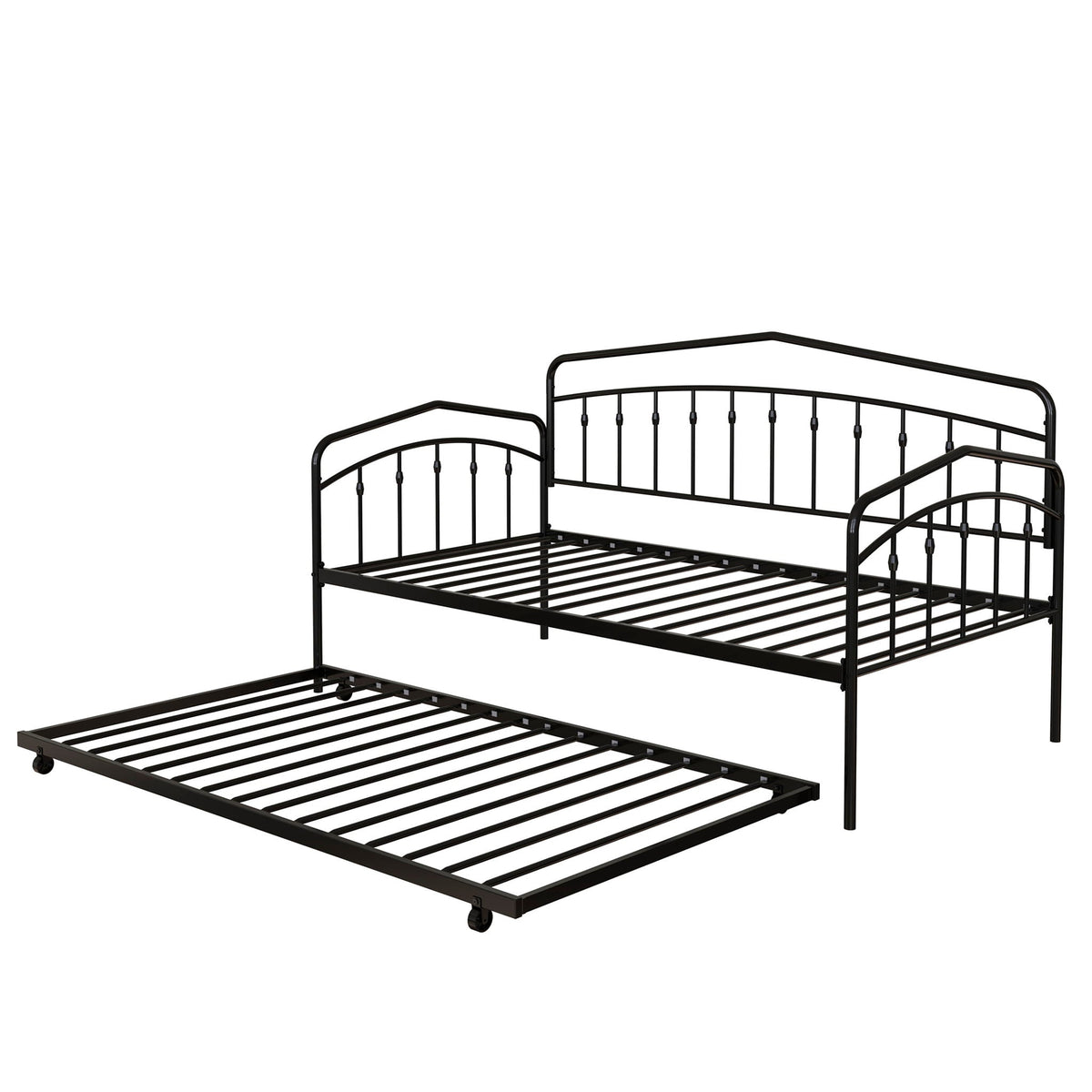 Fox Daybed With Twin Trundle - Metal Frame, Black or White, photo 5 of 29