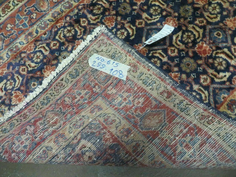 3'7" X 10' Antique Handmade India Floral Oriental Wool Runner Rug Organic Blue by Jewel Rugs