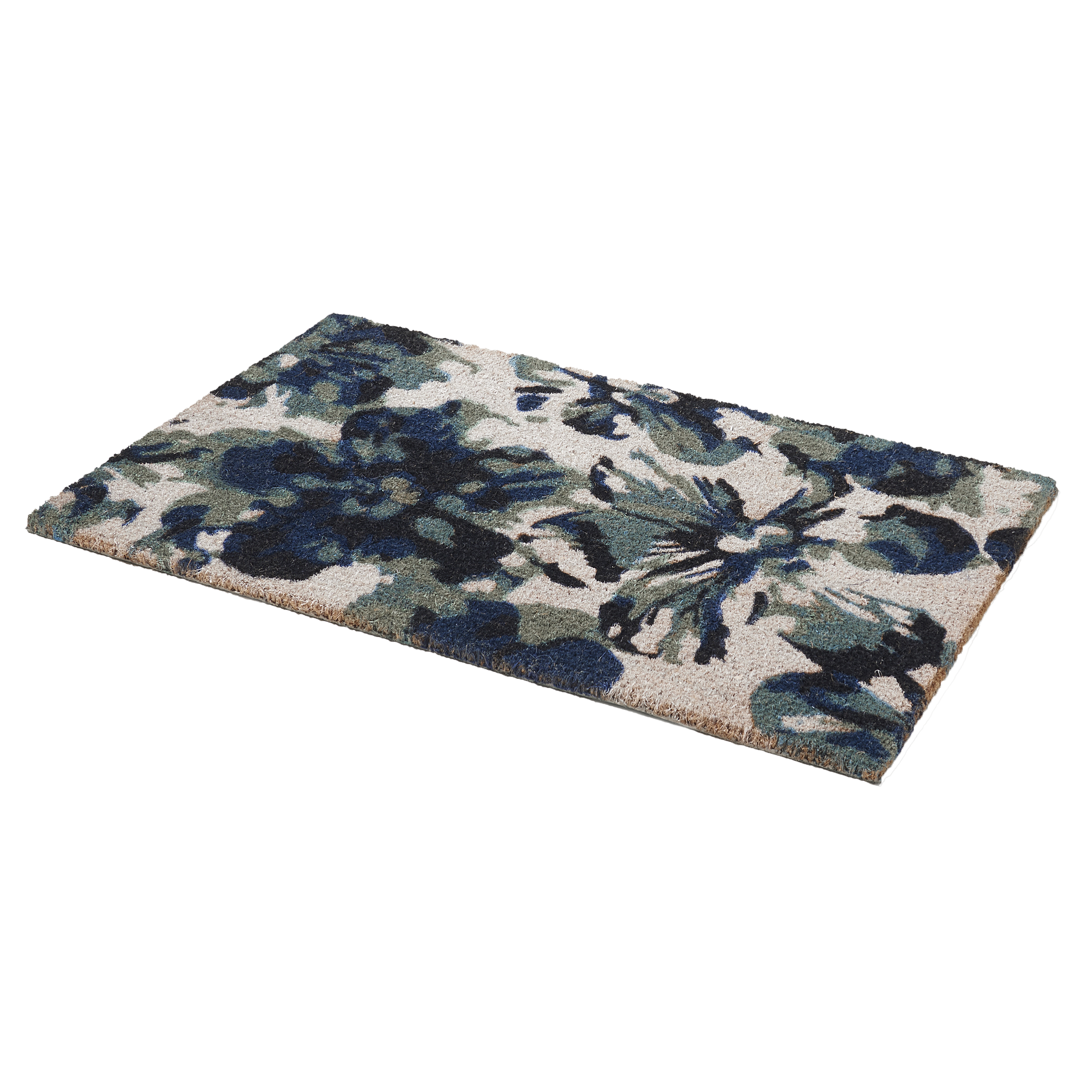 Blue Floral Doormat Durable by Fab Habitat