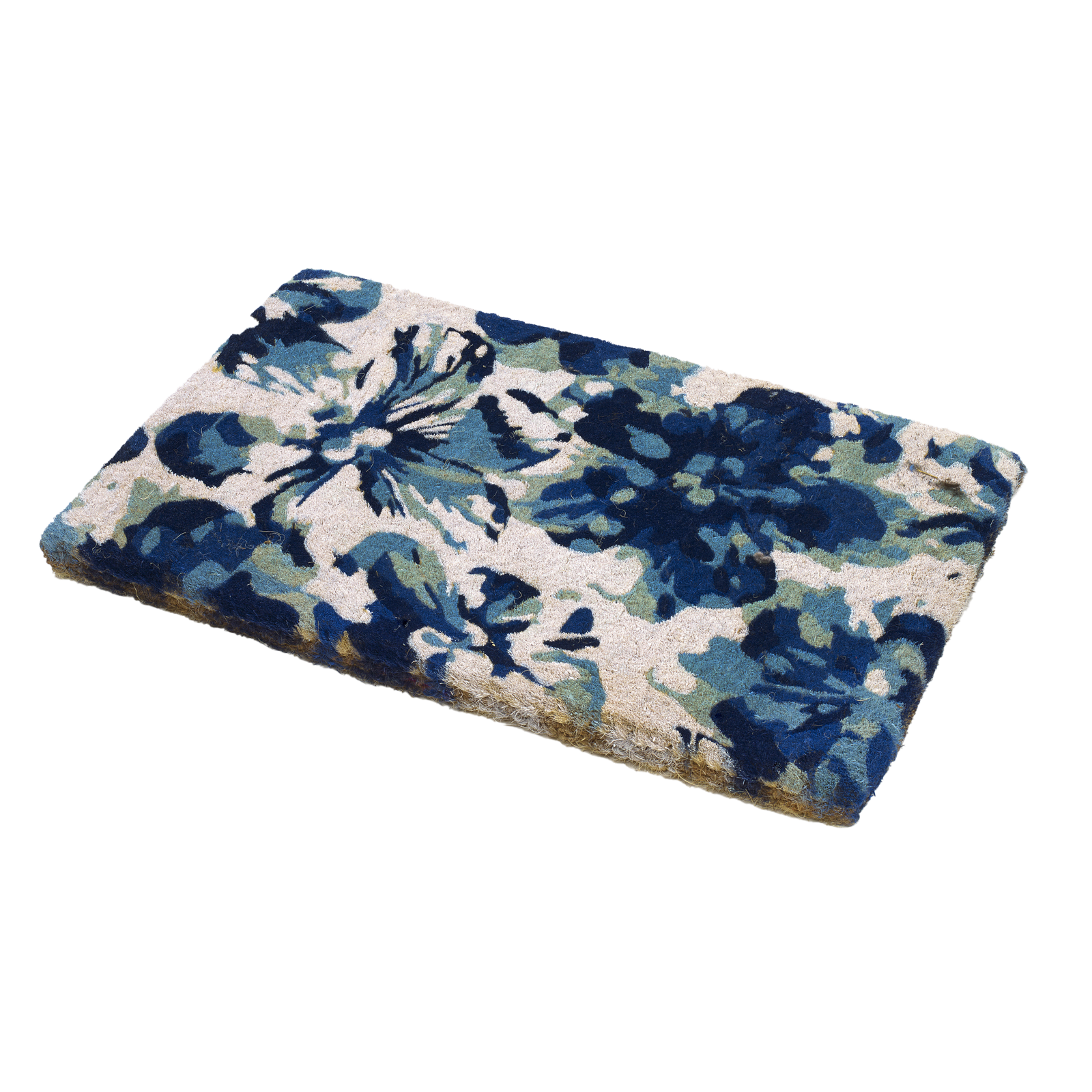 Blue Floral Doormat Durable by Fab Habitat