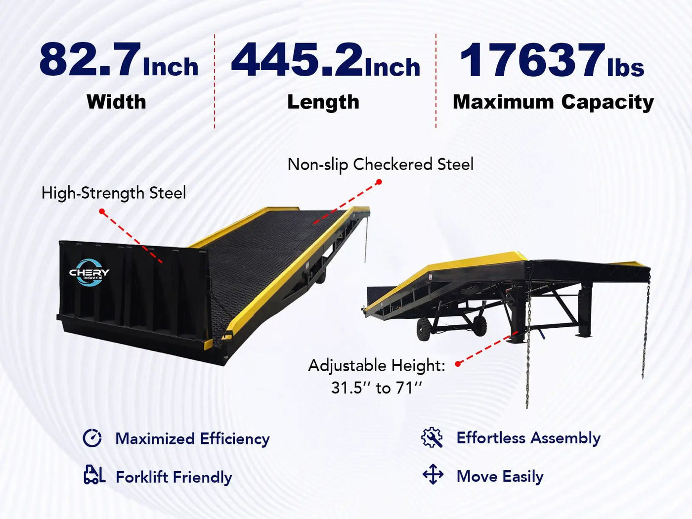 18,000 lb. Capacity Portable Loading Dock Ramps Yard Ramp by Chery Industrial