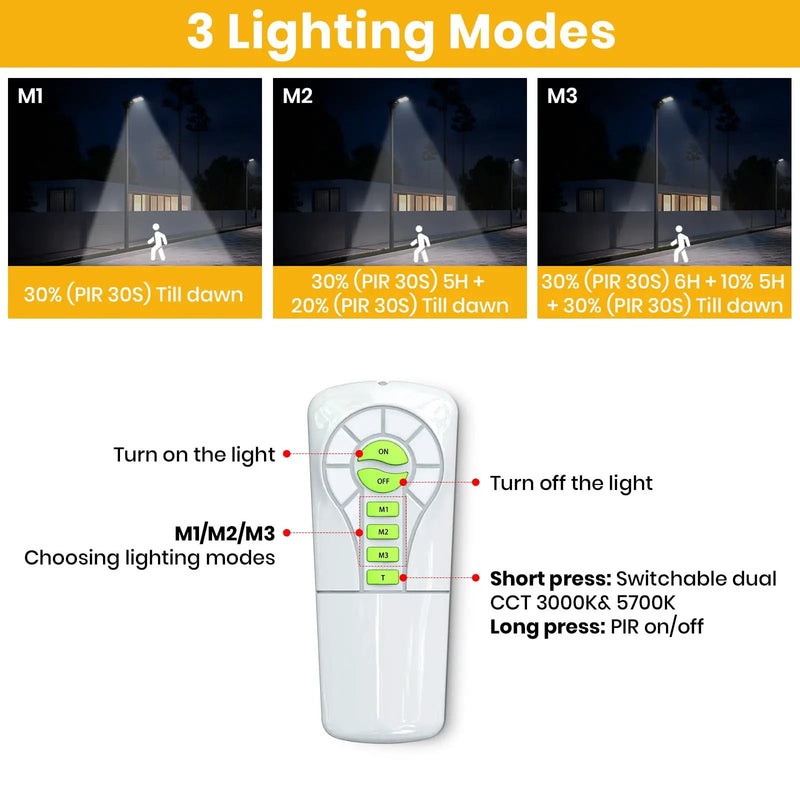 1800W Solar Lights Outdoor Waterproof, 3000K 5700K LED Screen Solar Motion Light with Rain Sensor, 3000LM Solar Street Light Dusk to Dawn by Outdoor Solar Outlet