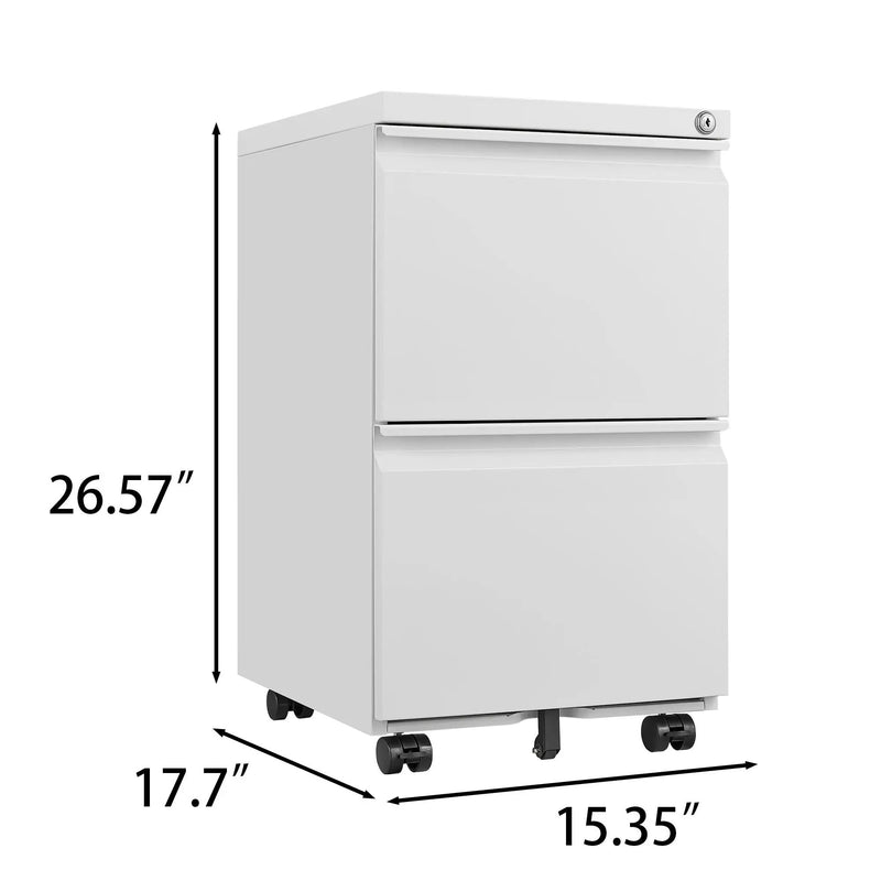2 Drawer File Cabinet With Lock, Metal Under Desk Rolling Filing Cabinet Fits Letter / Legal / A4 Size For Home Office, Mobile Filing Cabinet by HouseOfZazla