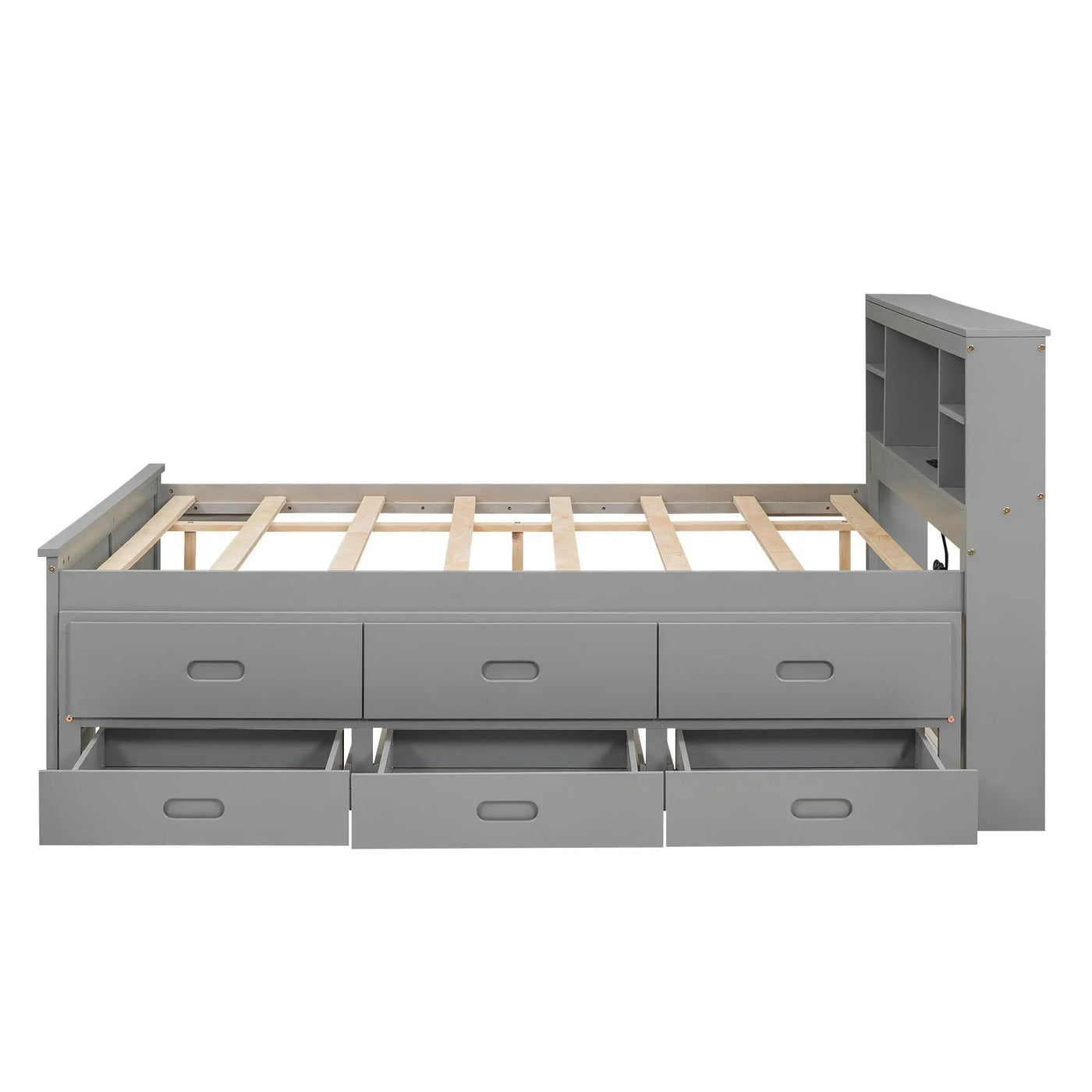 Platform Bed With Storage Headboard, USB, Trundle And 3 Drawers by HouseOfZazla