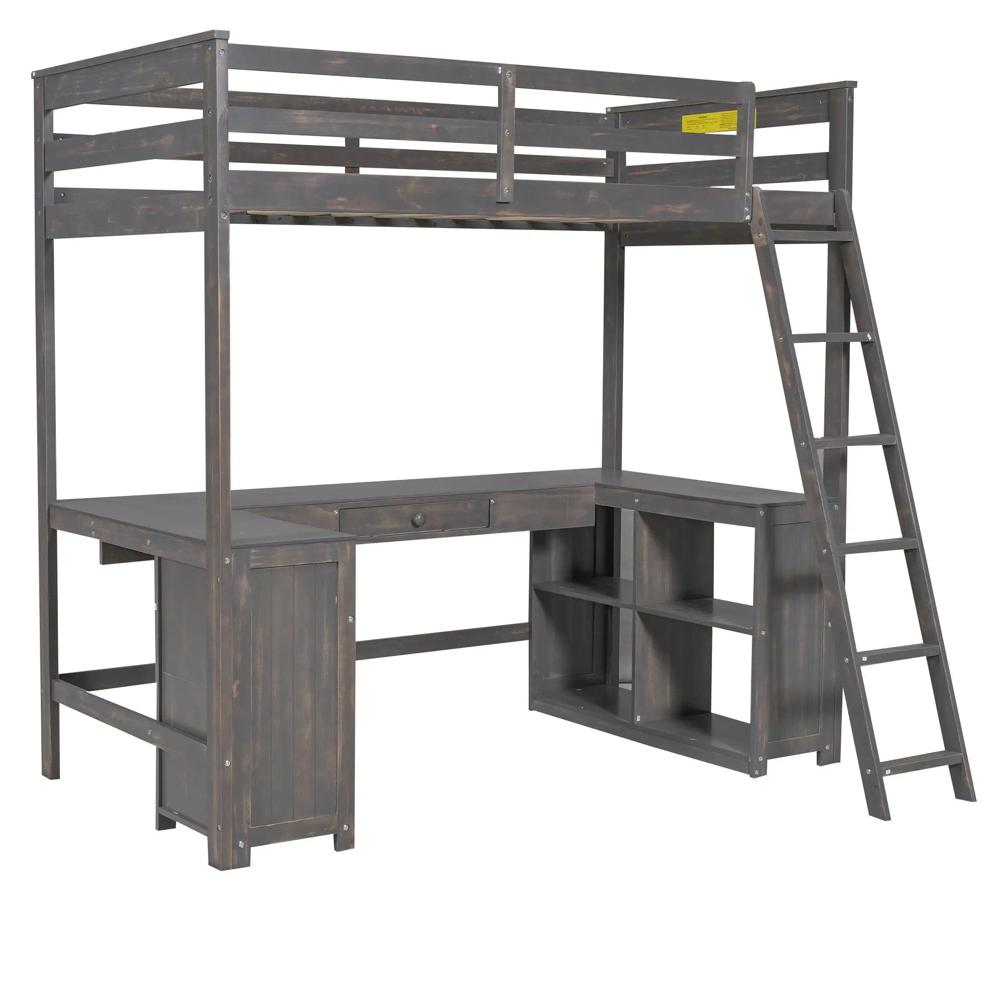 Loft Bed With U-Shaped Desk, Drawers, And Storage Shelves by Unique Piece Furniture