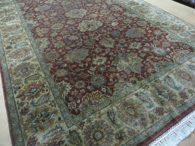 6' X 9' Handmade India Floral Oriental Wool Rug Carpet Tea Wash Red Hand Knotted by Jewel Rugs