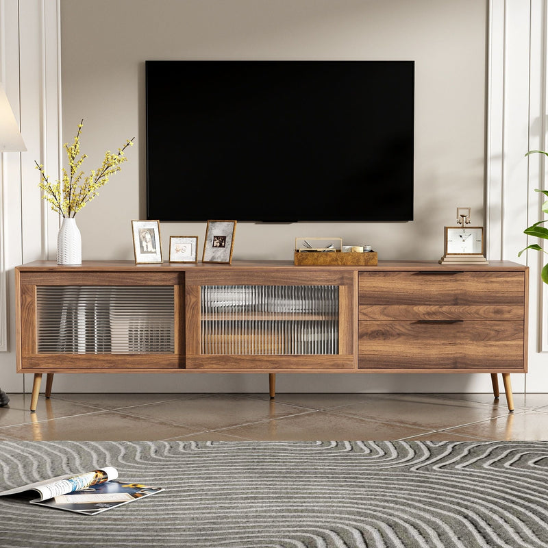 TV Stand Media Console with Storage Cabinet - Walnut, photo 2 of 4