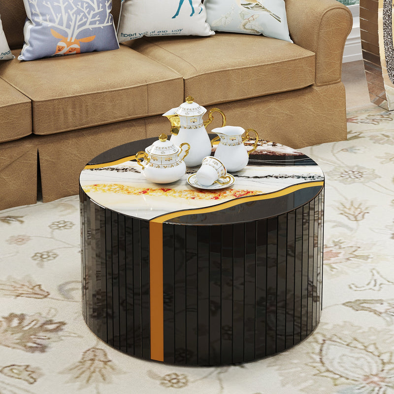 Modern Round Coffee Table with Glass Top by HouseOfZazla