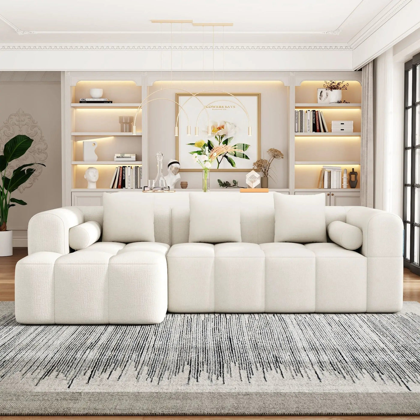 Sectional Free Combined Sofa With 2 Side Pockets by Unique Piece Furniture