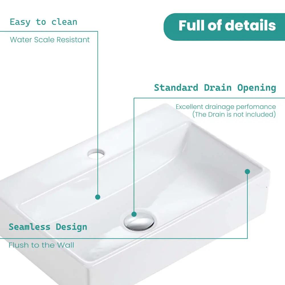 BB15-20Y-301 20"x14" Integrated Ceramic Bathroom Vanity Sink by HouseOfZazla