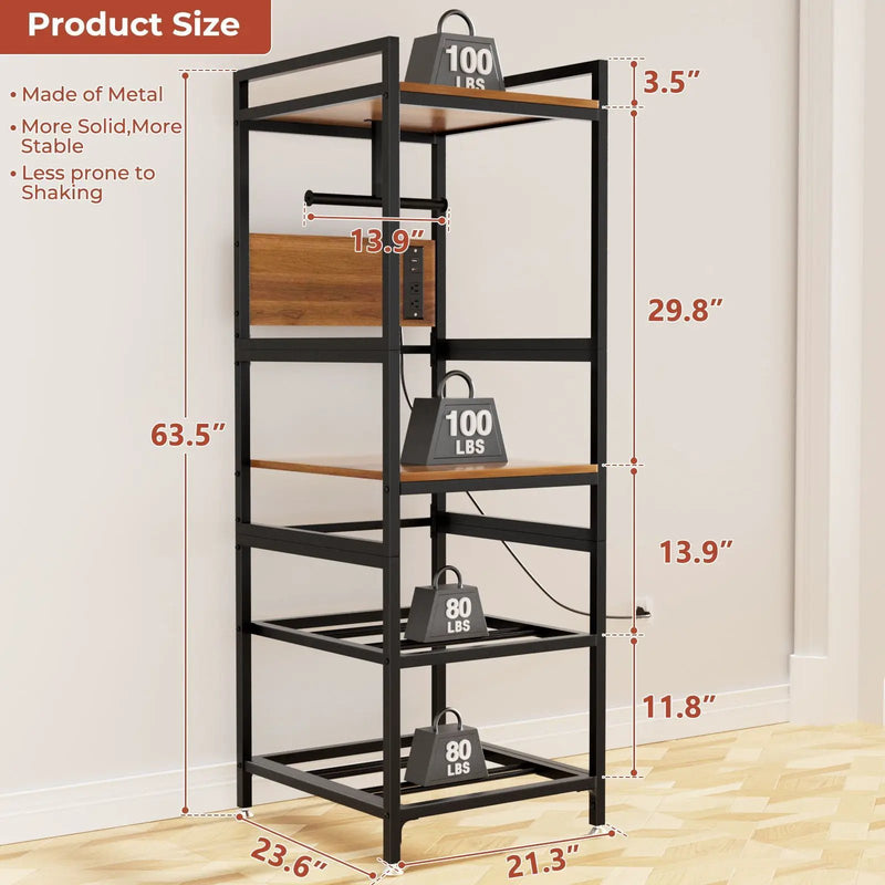 3D Printer Stand With Filament Storage, T-Type Holder, Built In Power Panelб Open Frame Printer Workstation - Black by HouseOfZazla