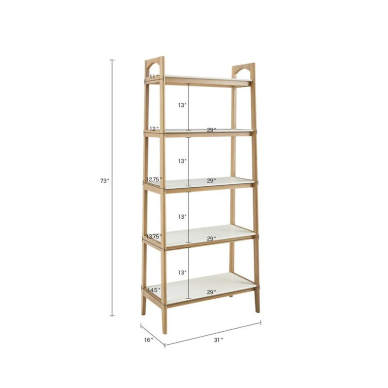 Parker - Bookcase With 5 Shelves - Off White / Natural by HouseOfZazla