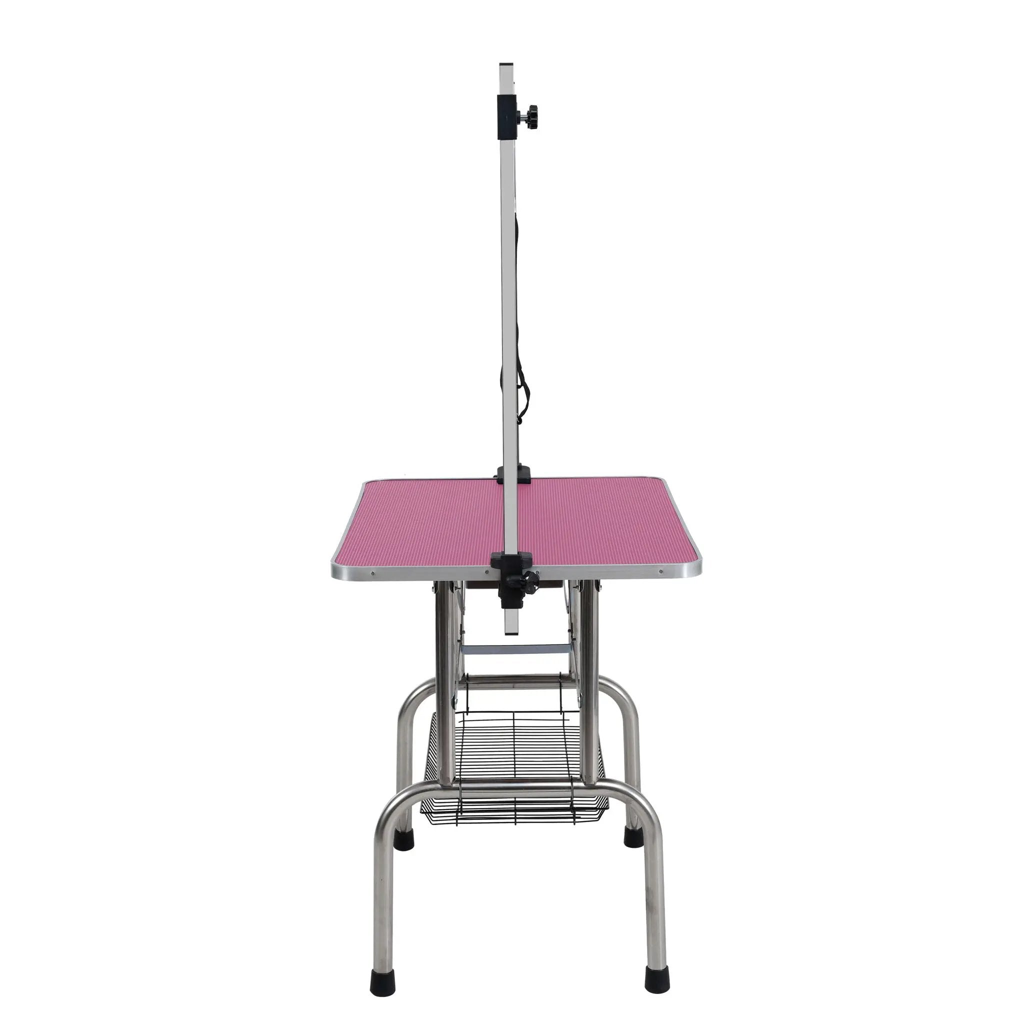 Folding Dog Pet Grooming Table Stainless Steel Frame Rubber Mat On Board With Adjustable Arm And Clamps Pet Dog Cat Grooming Table by HouseOfZazla