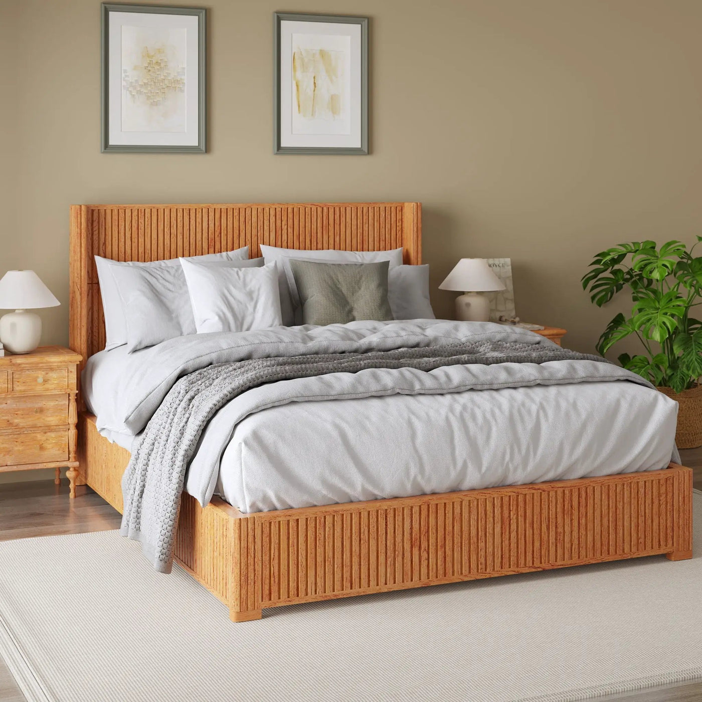 Platform Bed Frame With Headboard, Floor Standing Design by HouseOfZazla