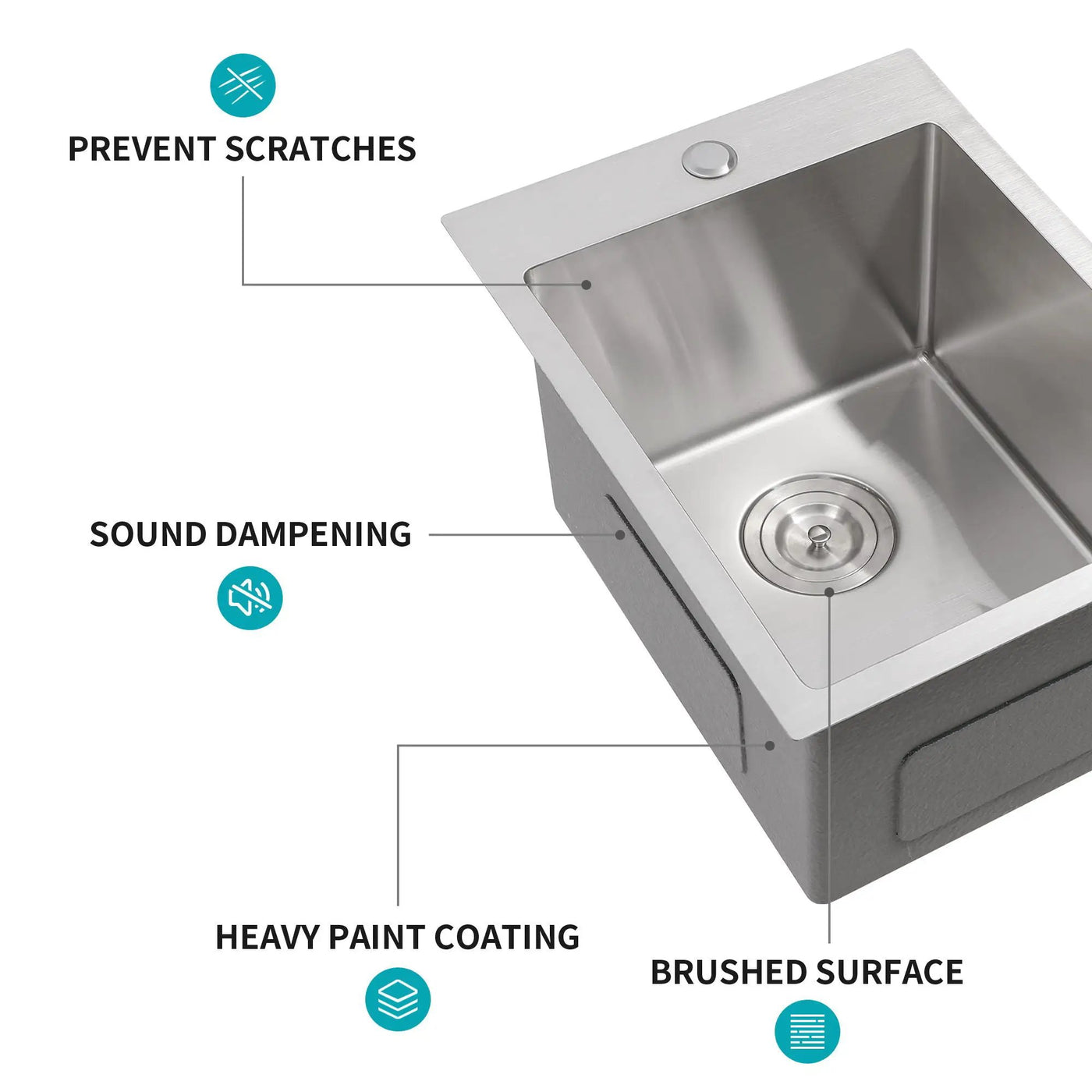Stainless Steel Drop In Kitchen Sink, Topmount by HouseOfZazla