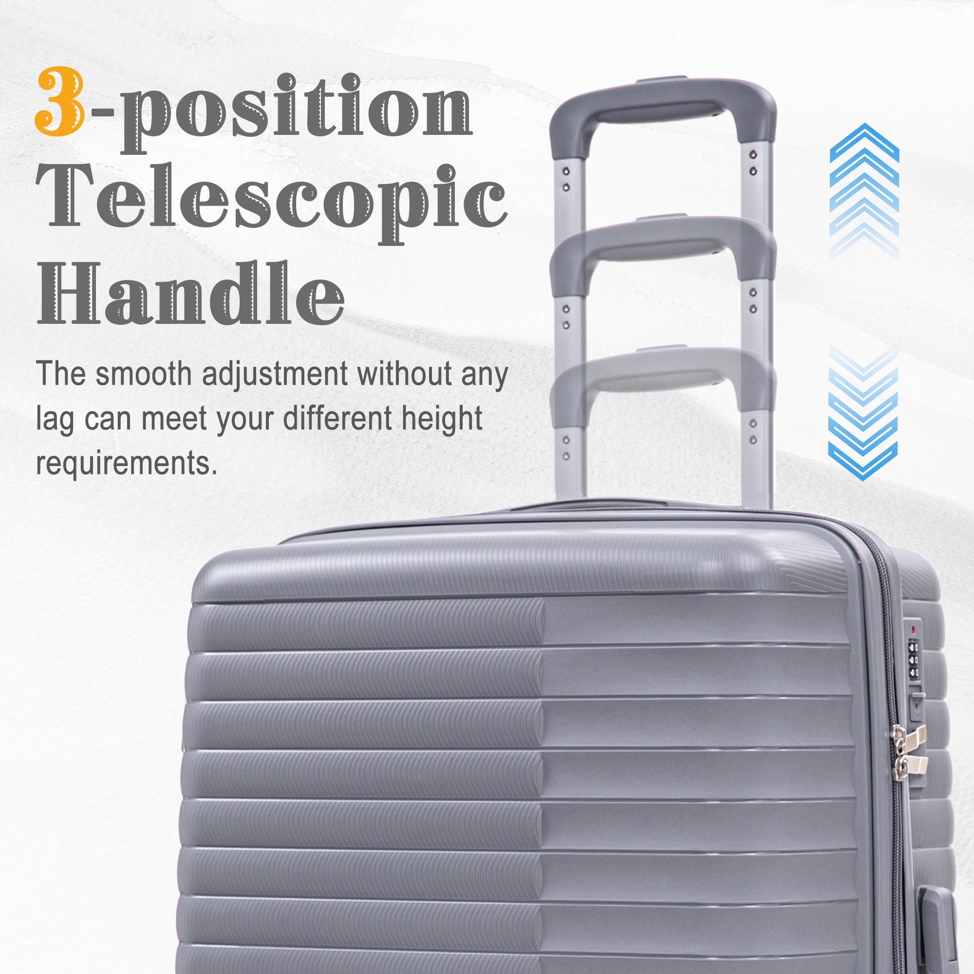 4-Piece PP Spinner Wheel Luggage Set with Cosmetic Case, Light Gray by HouseOfZazla