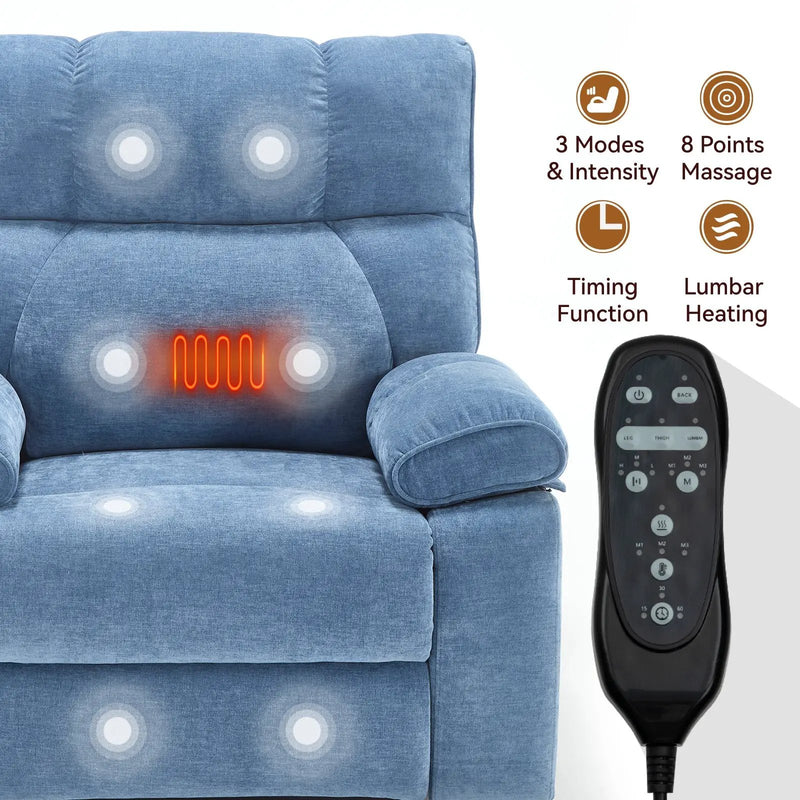 Blue Heat Massage Dual Motor Lift Recliner Chair by HouseOfZazla