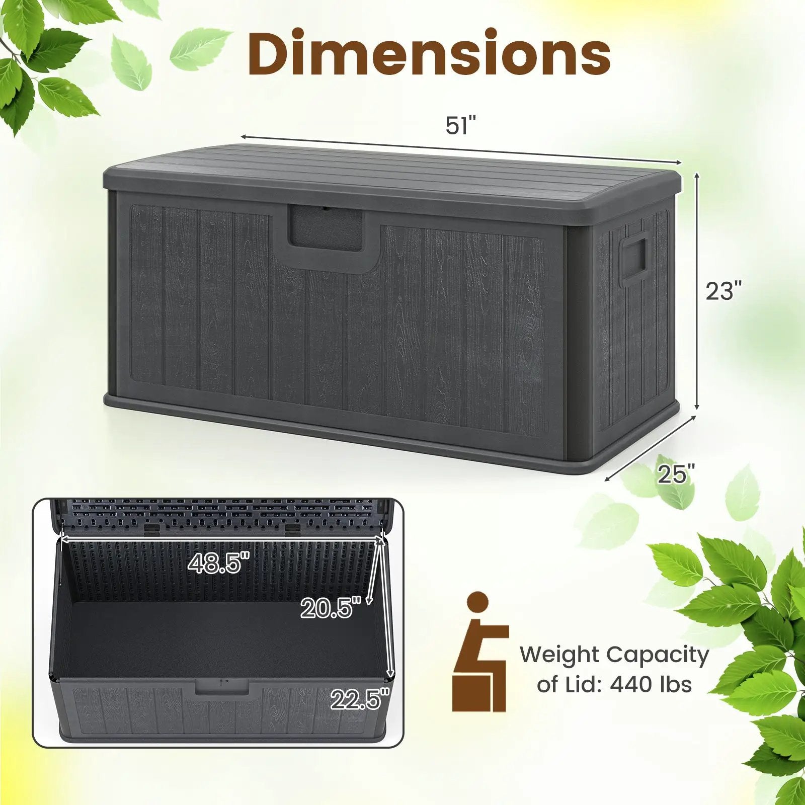 100 Gallon Large Deck Box with Lockable Lid for Patio by DirectDeals