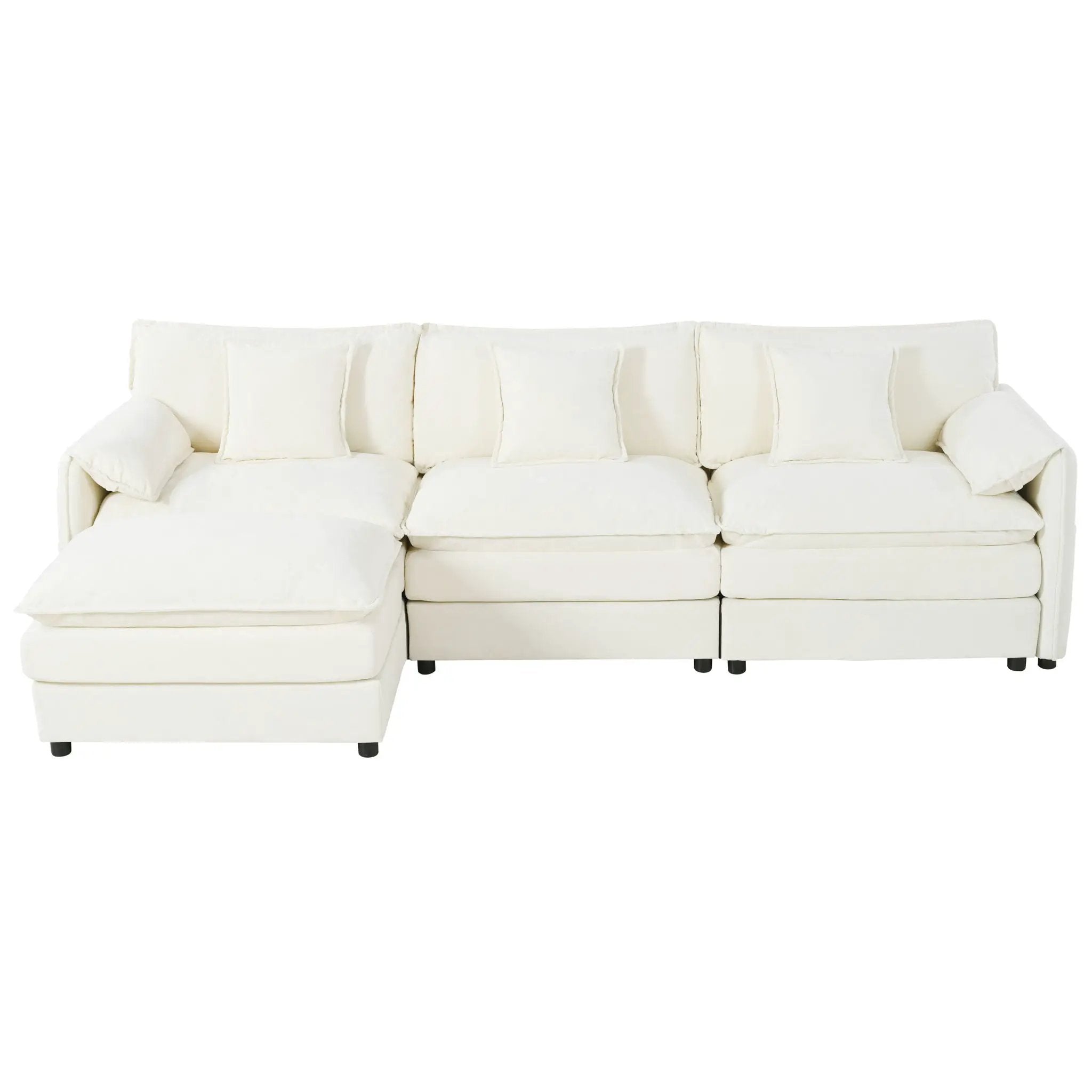 Modern Comfy Deep Seat Modular Sectional Sofa Cloud Couch With Ottoman by Unique Piece Furniture
