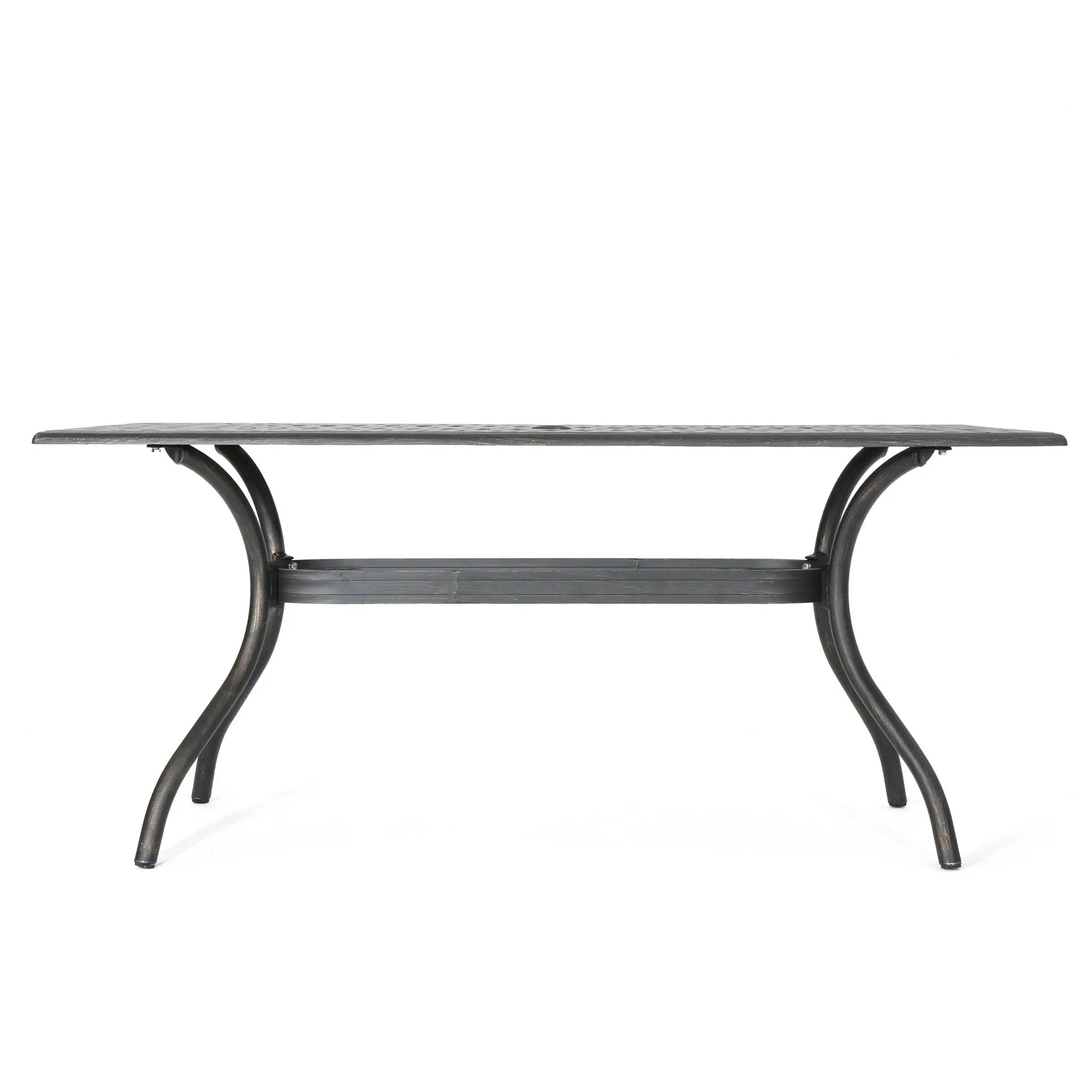 Enchantia Outdoor Rectangular Dining Table with Weave Tabletop and Flared Legs - Copper by HouseOfZazla