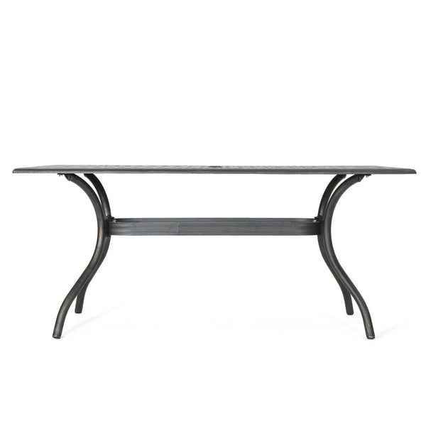 Enchantia Outdoor Rectangular Dining Table with Weave Tabletop and Flared Legs - Copper