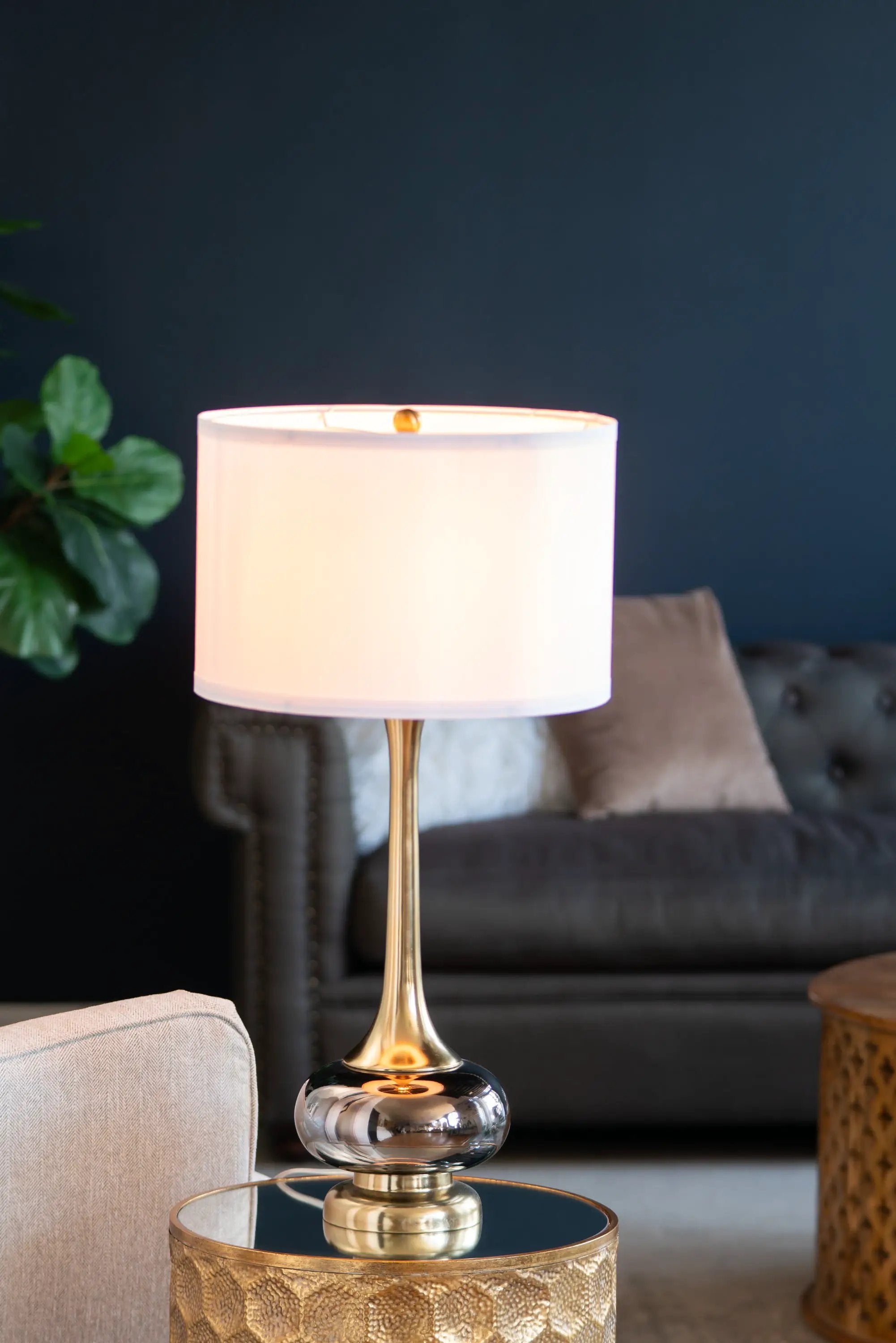D15x29 Table Lamp with Glass Drum Shade by HouseOfZazla