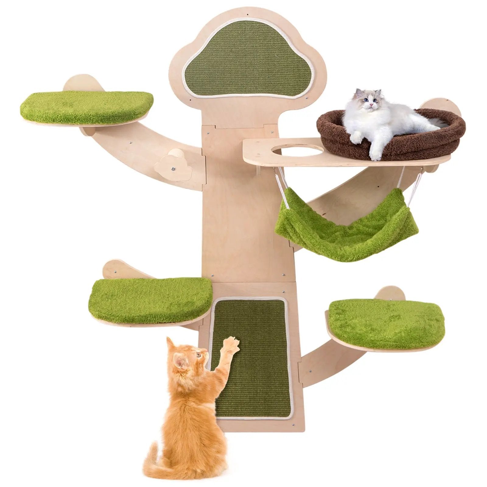 Wall-Mounted Cat Tower Cat Wall Shelves Furniture with Bed-Green by DirectDeals