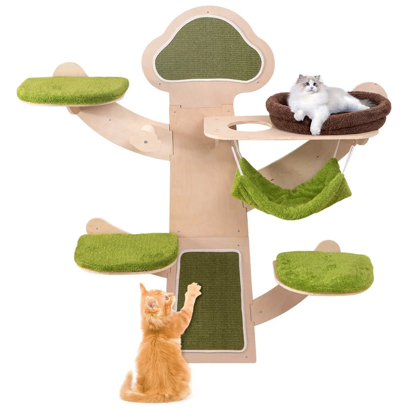 Wall-Mounted Cat Tower Cat Wall Shelves Furniture with Bed-Green by DirectDeals