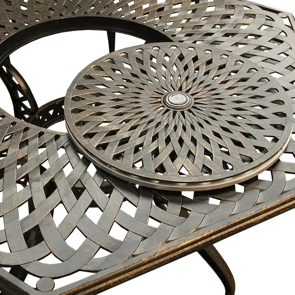 Outdoor Aluminum 7pc Hexagon Patio Dining Set, Lazy Susan, Six Chairs by Sharicks