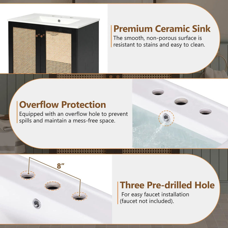 Bathroom Vanity With Soft Closing Mechanism - Black by Unique Piece Furniture