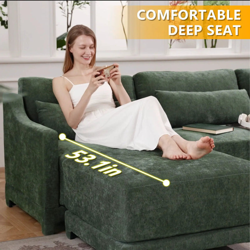 Stylish Sofa With Ottoman And Lumbar Pillows, Ergonomic Design by Unique Piece Furniture