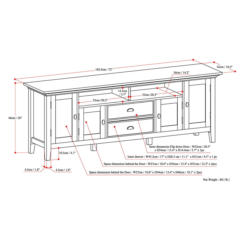 Rustic Natural Aged Brown TV Media Stand with Adjustable Shelves, photo 2 of 11