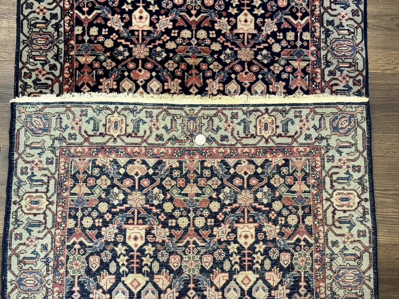 Indo Persian Runner Rug 2.8 x 12, Navy Blue, Floral, Fine 270 KPSI by Jewel Rugs