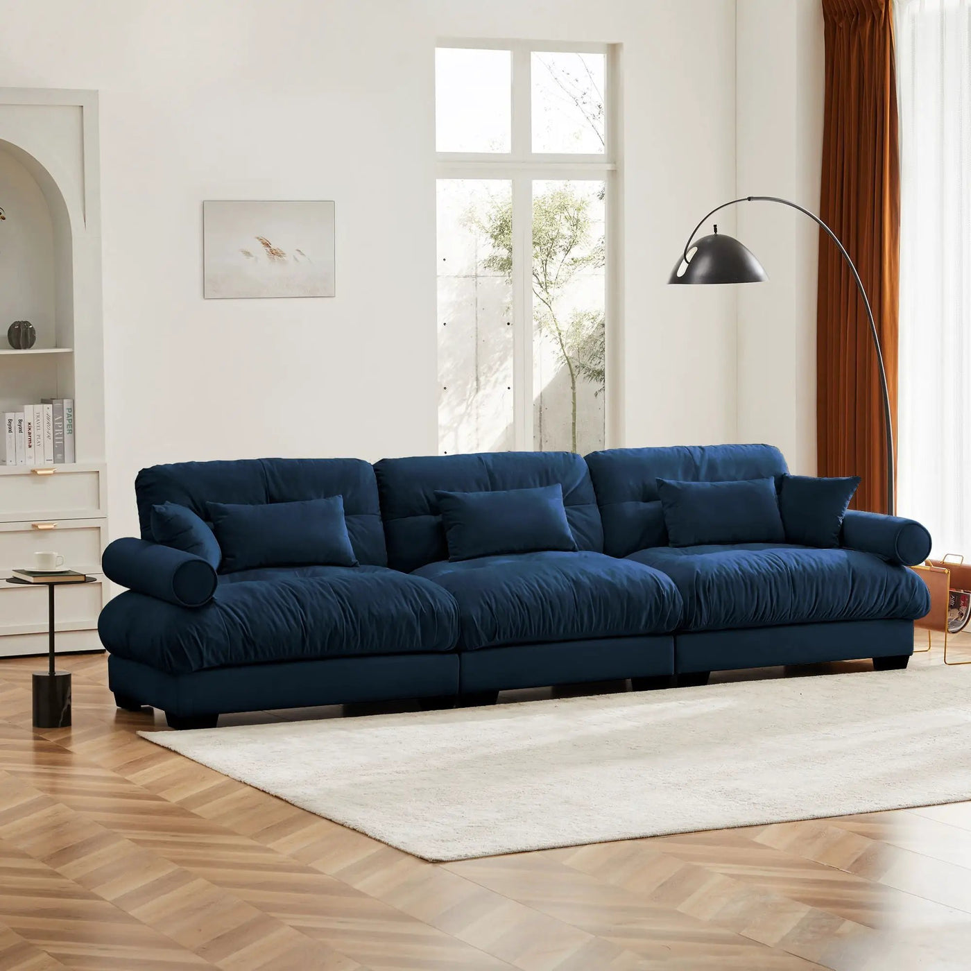 Modern Oversize Sofa With Cloud Like Comfort, Featuring Waist And Throw Pillows by HouseOfZazla