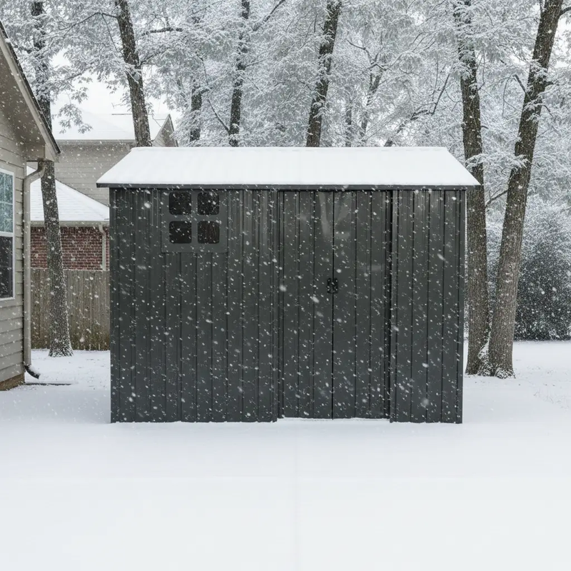 8x6FT Galvanized Steel Outdoor Storage Shed with Sliding Door by HouseOfZazla