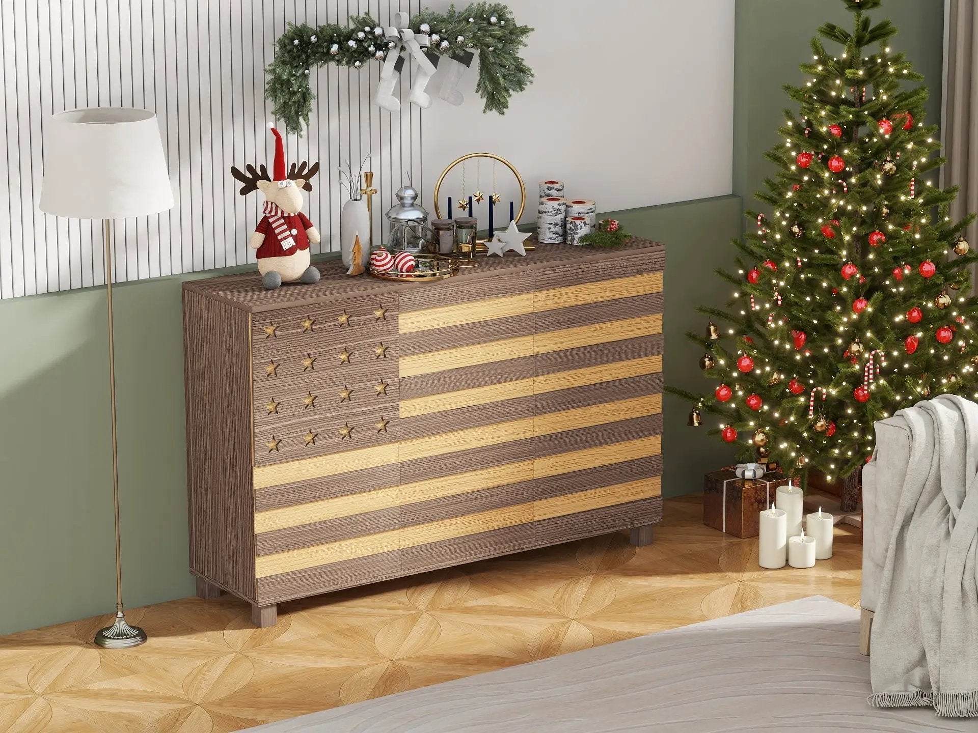 55-Inch Hand-Carved Buffet Sideboard Cabinet by HouseOfZazla