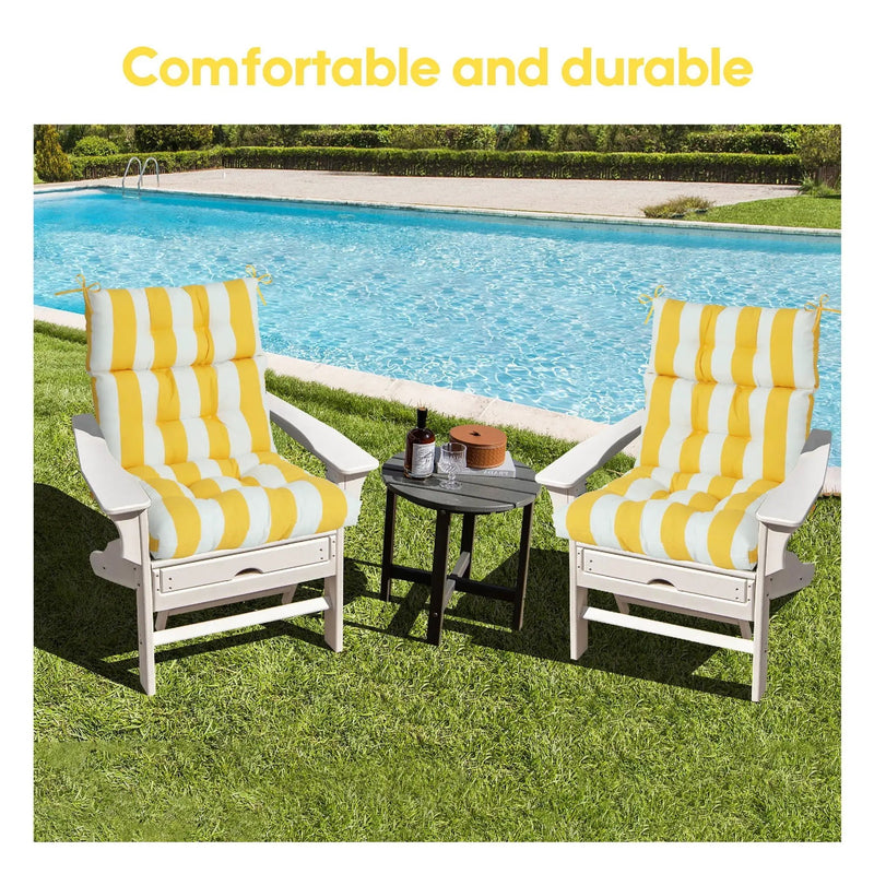 2 Piece High Back Patio Chair Cushion Set, Tufted Adirondack And Rocking Chair Cushions by HouseOfZazla
