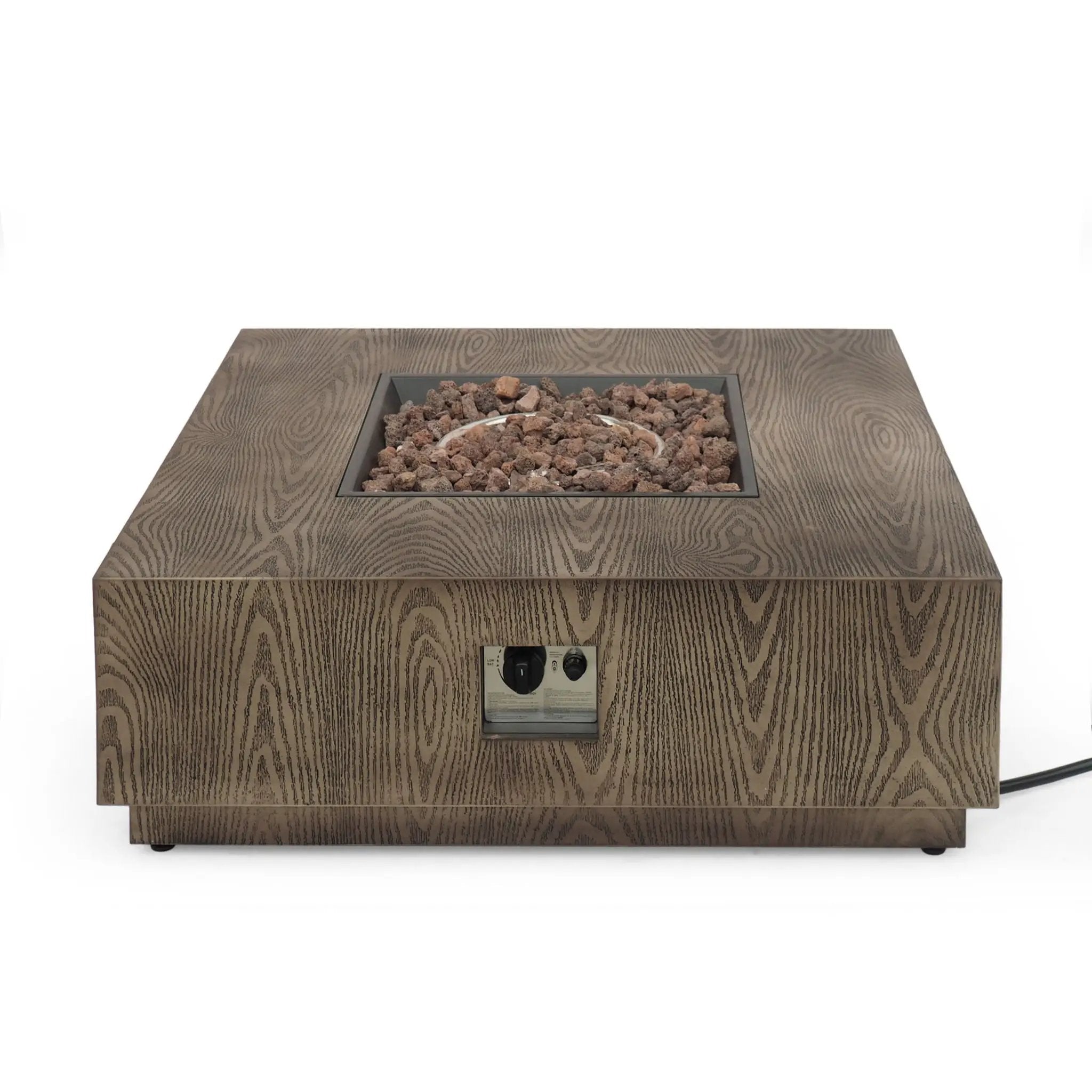 Wellington Square Iron Fire Pit With Wood Pattern Design And 50,000 Btu Output by HouseOfZazla