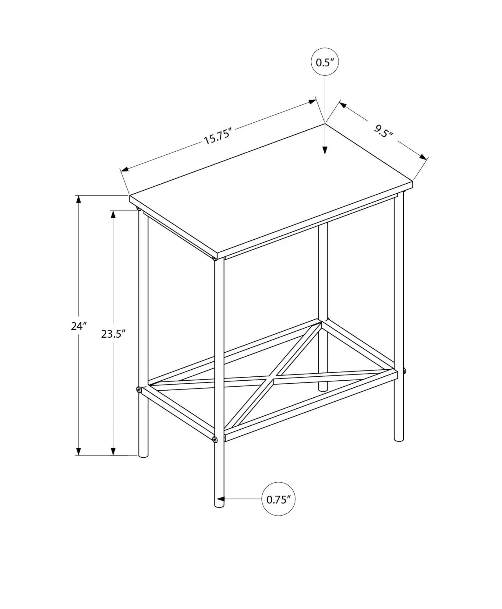Accent Side Table, Narrow, Small, 2 Tier, Contemporary & Modern by Unique Piece Furniture