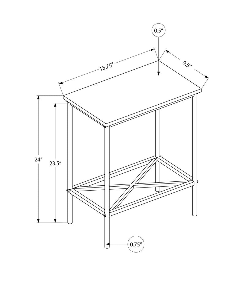 Accent Side Table, Narrow, Small, 2 Tier, Contemporary & Modern by Unique Piece Furniture