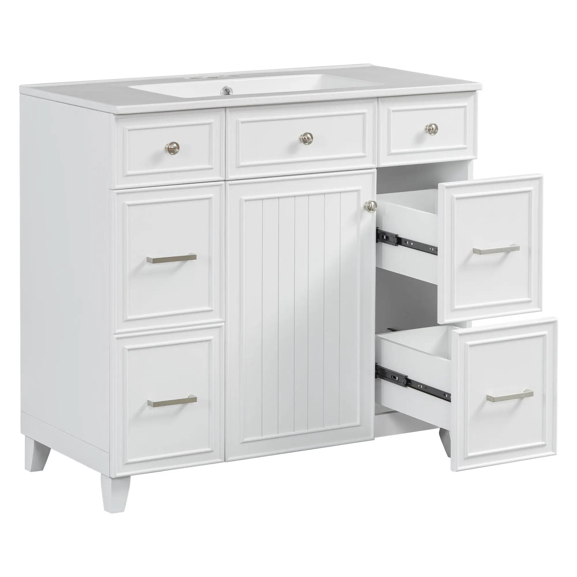 Bathroom Vanity With Ceramic Sink, Soft Close Doors, Adjustable Shelves