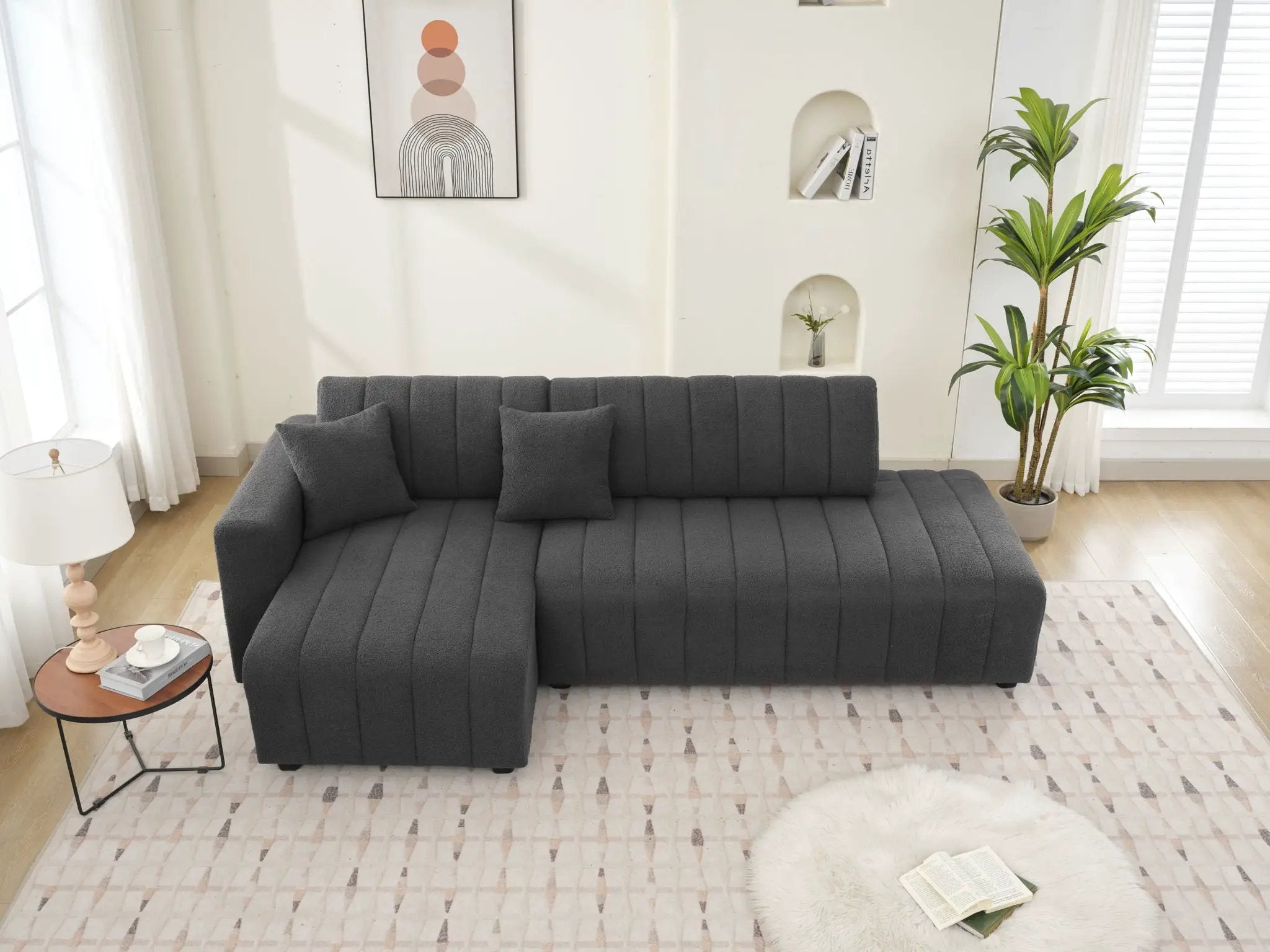 Jessica - Lamb Wool Sectional Sofa With Chaise by HouseOfZazla